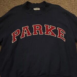 PARKE Mockneck Sweater in Navy and Red